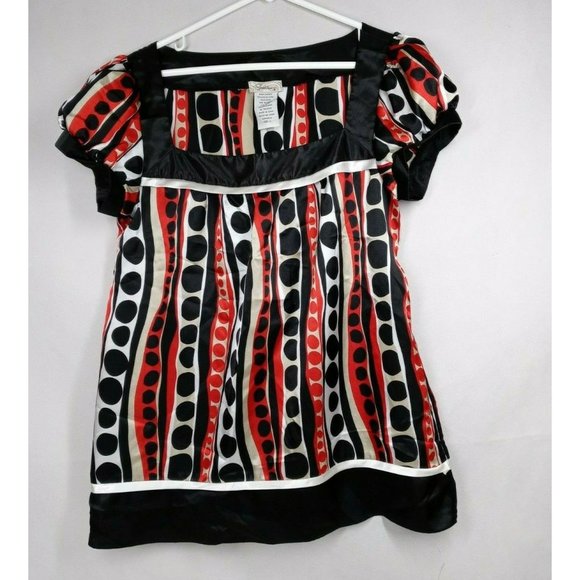 Speechless Square Neck Multi-Color Blouse With Retro Polka Dot Design Size Large - Picture 1 of 3